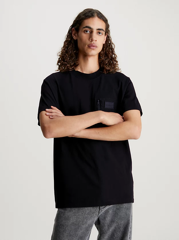 Camiseta de tecido misto com bolso