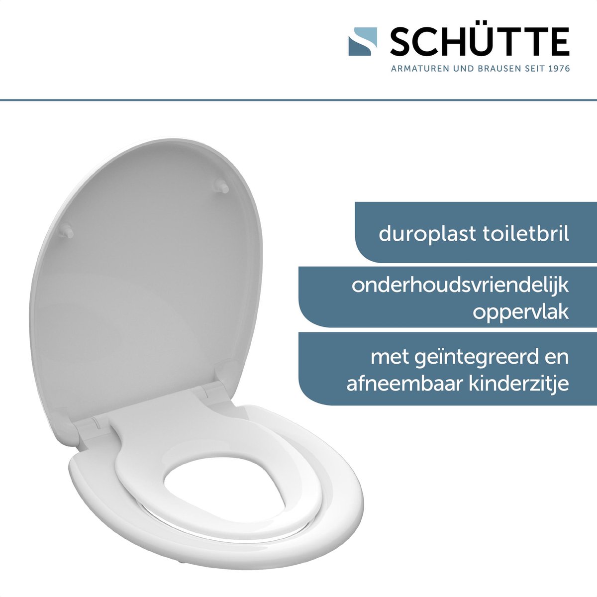 Schutte Isabeau dubbele toiletzitting met softclose en quick release wit glans