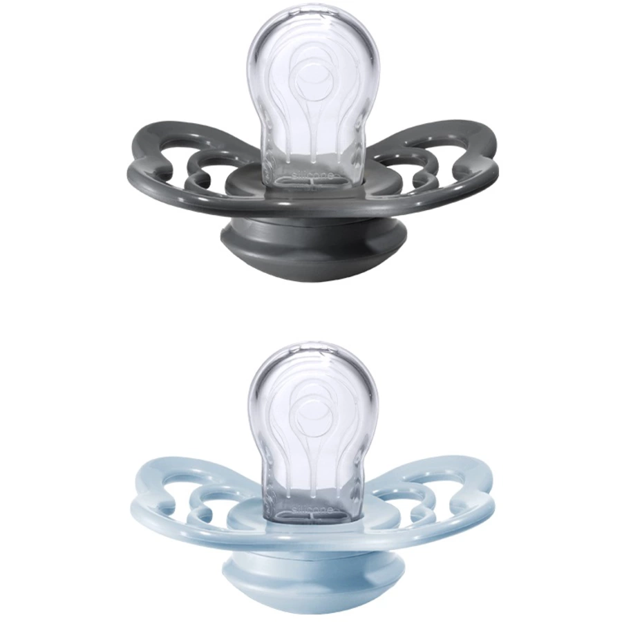 BIBS® Schnuller Supreme Baby Blue  Iron Silikon 0-6 Monate, 2 Stk.