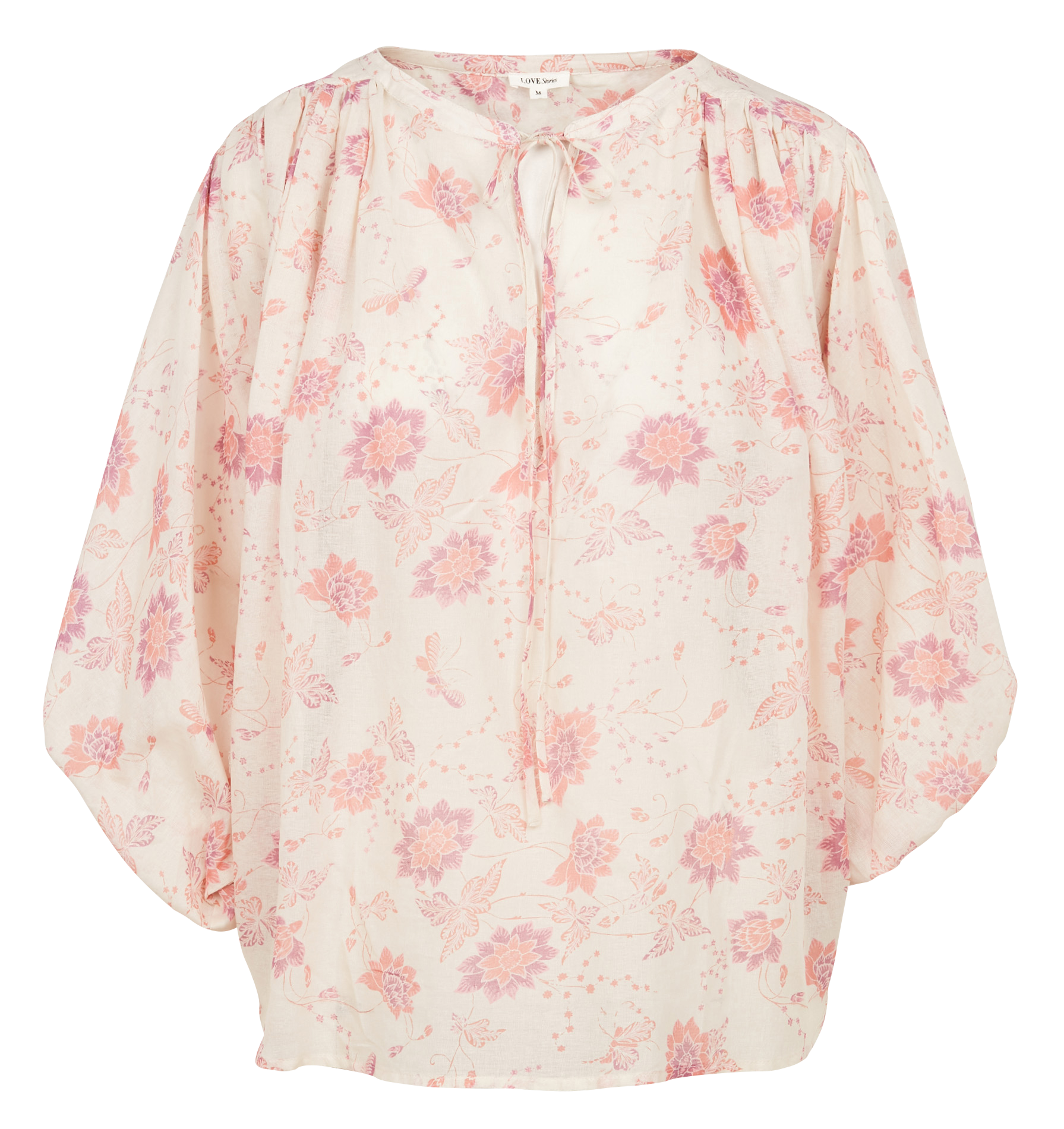 MERCI - Top col rond imprimé fleuri en coton biologique| Orange