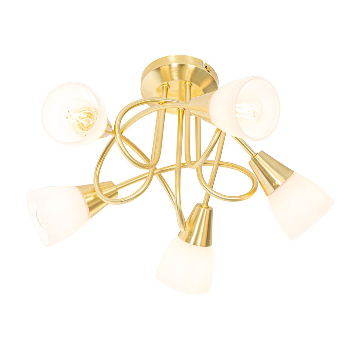 Klassieke plafondlamp goud met opaal glas 5-lichts - Inez