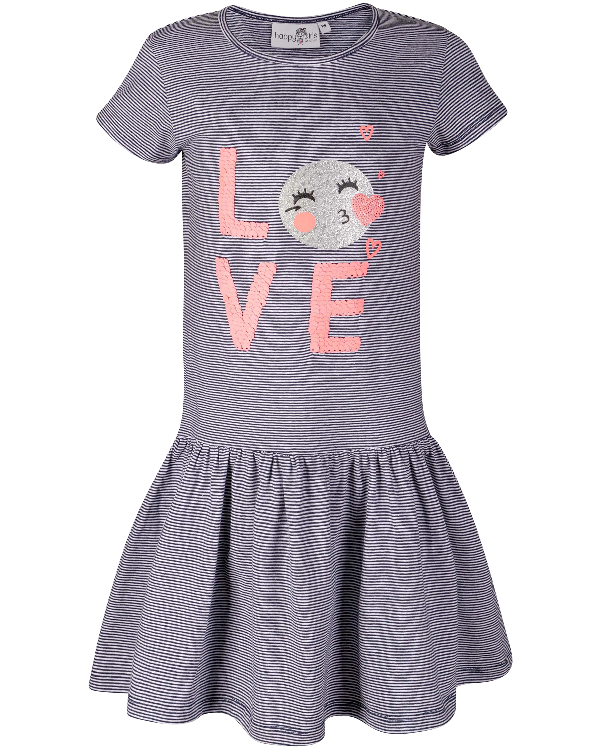 Kurzarmkleid LOVE gestreift in navy