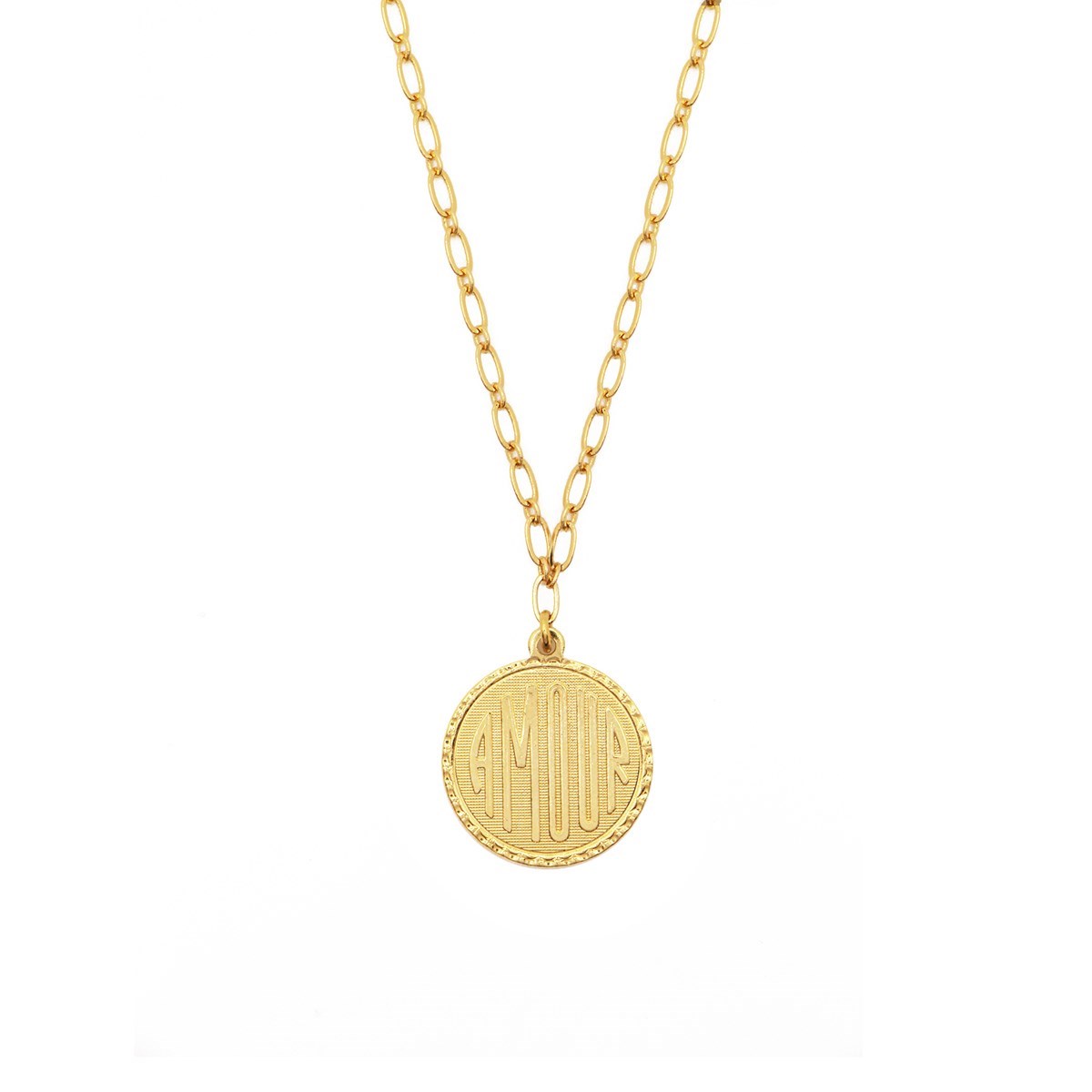 Collier médaillon amour doré à l'or fin 24k LOVE AND LUCK