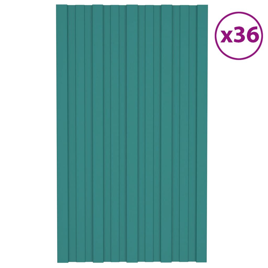 vidaXL Dakpanelen, 36 stuks, gegalvaniseerd staal, groen, 80x45 cm