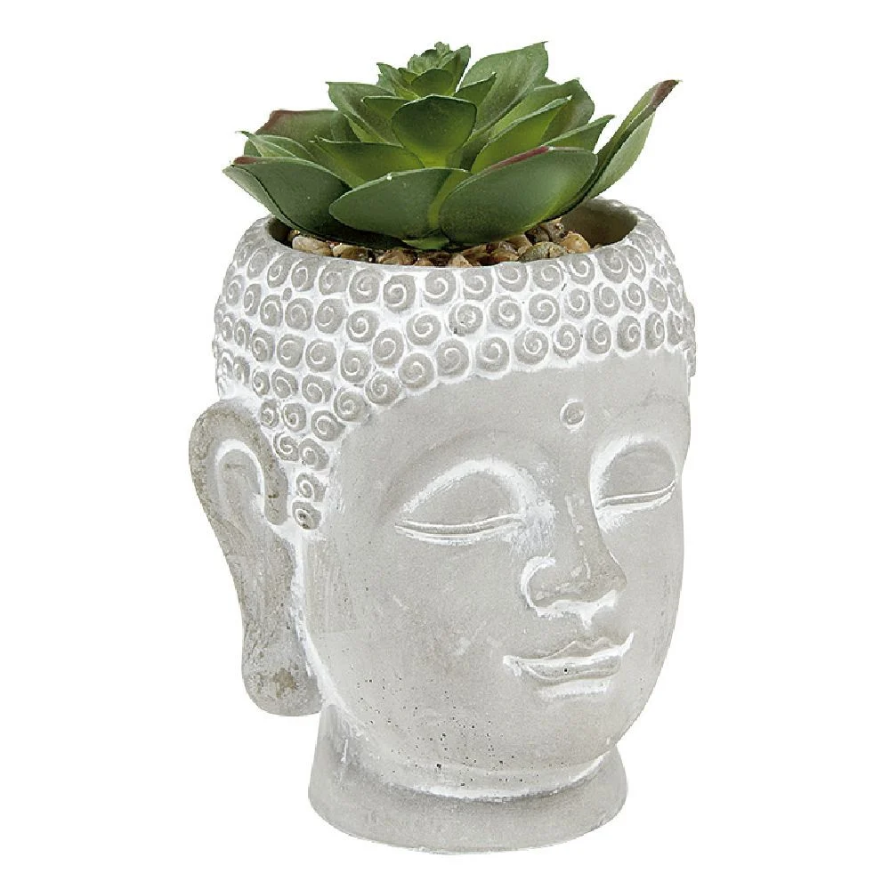 Plante artificielle tête de bouddha ciment