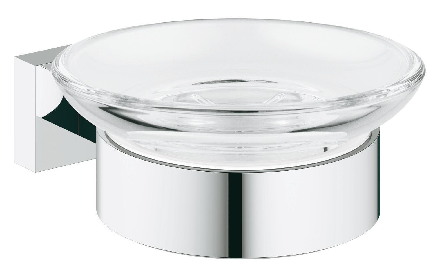 Glashalter Chrom, inkl. HalterSeifenhalterung aus Glas