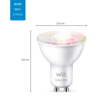 WiZ Connected LED spot GU10 50W 2 stuks kleur licht dimbaar