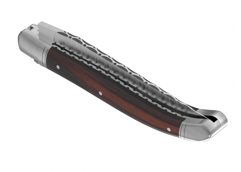 Couteau Laguiole prestige avec un manche en bois de violette et mitres en acier inoxydable
