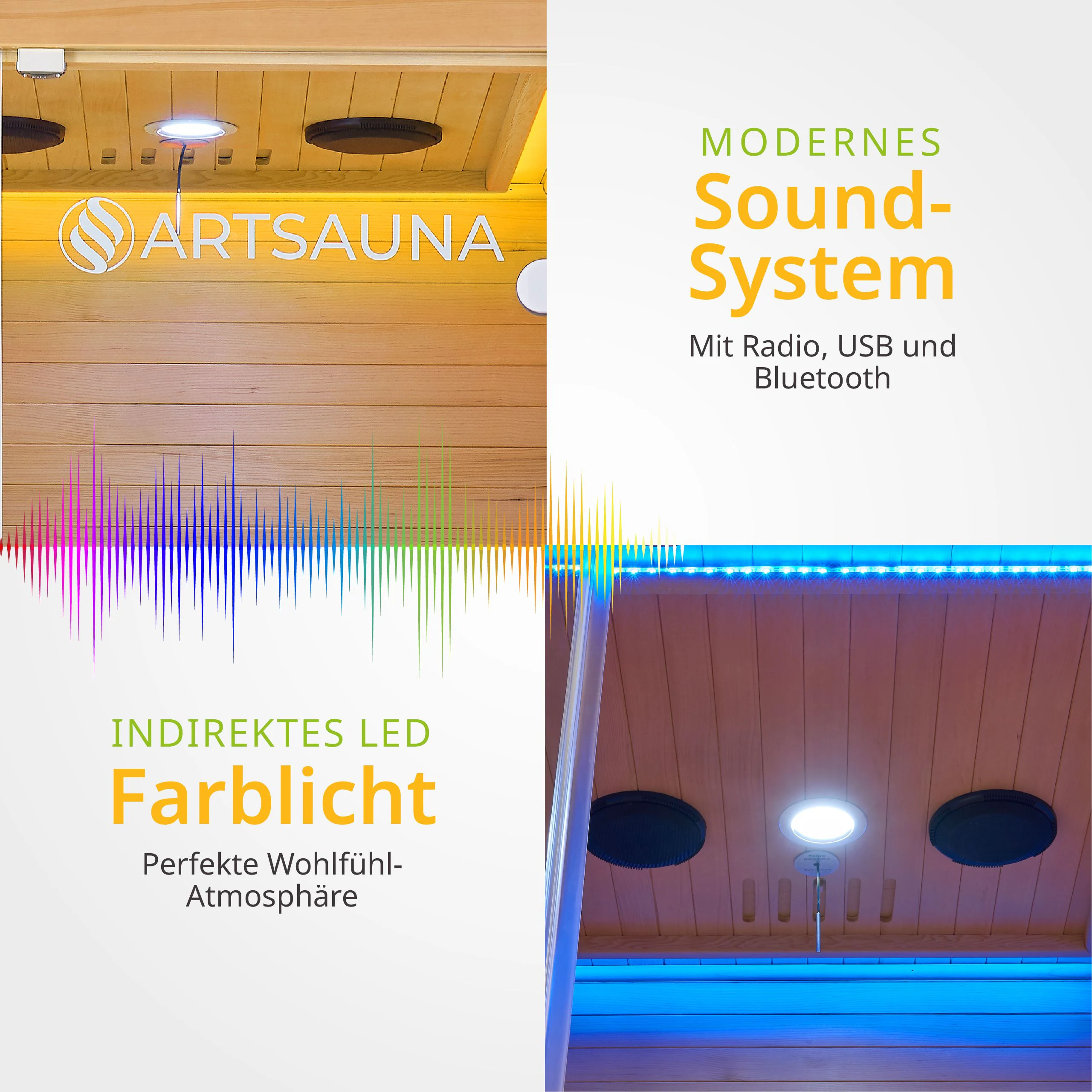 Artsauna Infrarotkabine Kiruna90 Dual Technologie – 4 Vollspektrumstrahler & 3 Flächenstrahler