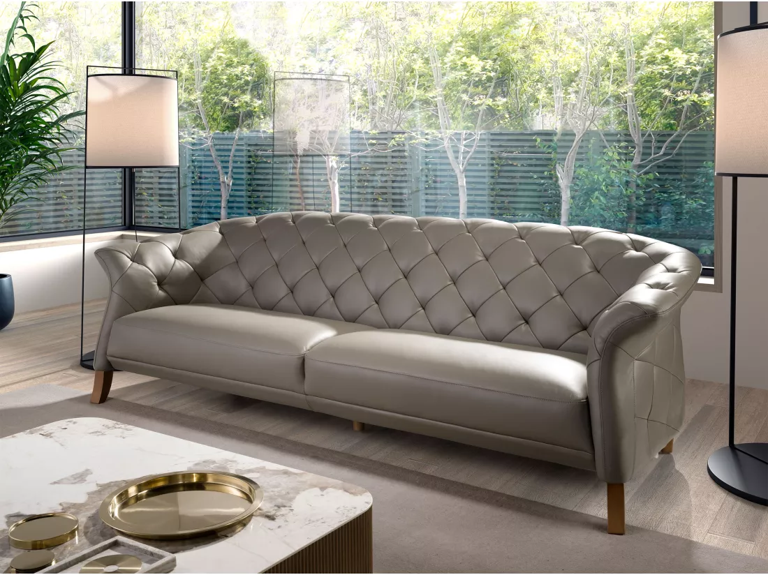 Canapé Chester 3 places cuir gris 6188 ANGEL CERDA
