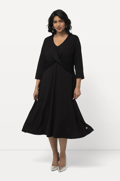 Jerseykleid, Drapierung, V-Ausschnitt, 3/4-Arm