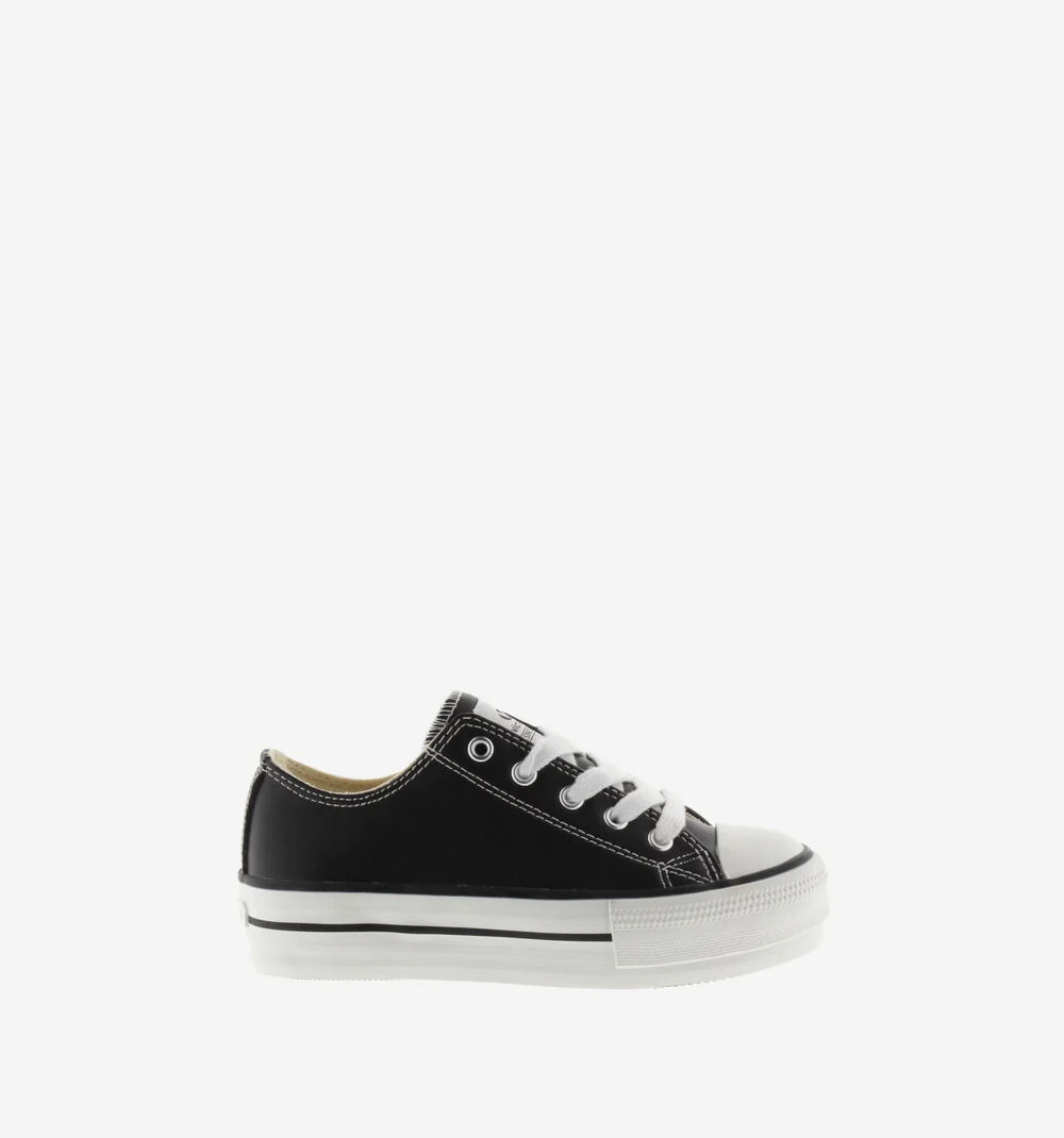 TRIBU DOBLE DOUBLE EFFET CUIR Baskets effet cuir plateforme NEGRO
