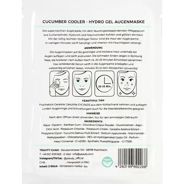 Eye Pad Mask Cucumber Cooler