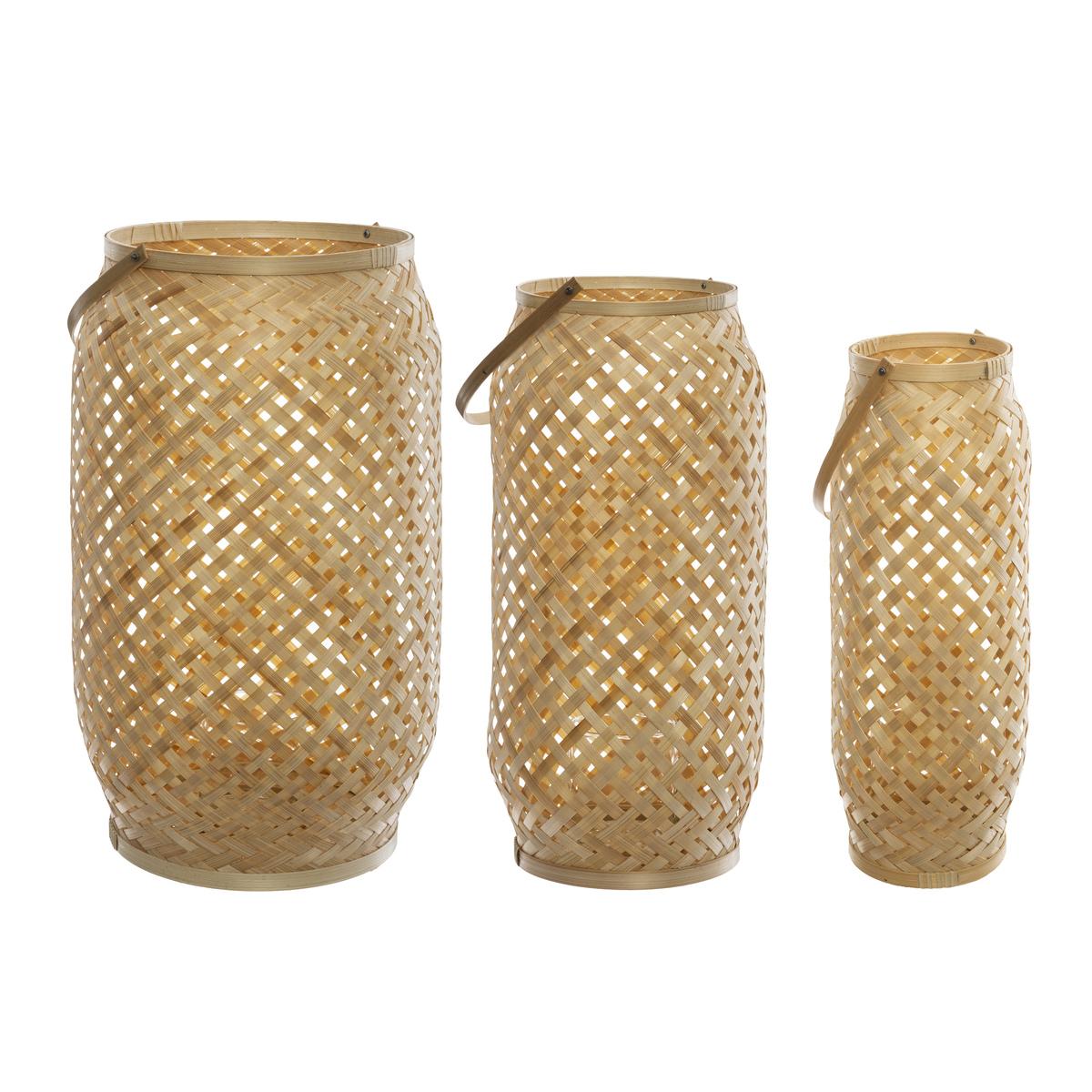 LANTERNE BAMBOU CROSS BEIGE D.16X43CM