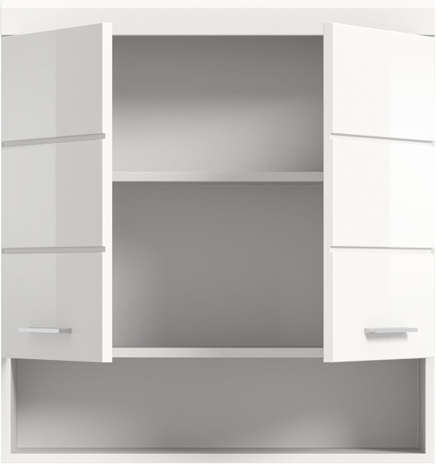 xonox.home Bad Scout X06A9723 Hängeschrank Wandschrank Schrank in weiß Nachbildung und weiß Hochglanz tiefzieh, ca. B/H/T: 74x79x24 cm
