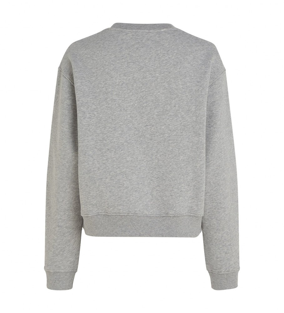 Moletom Tommy Hilfiger Velvet Logo na cor cinza