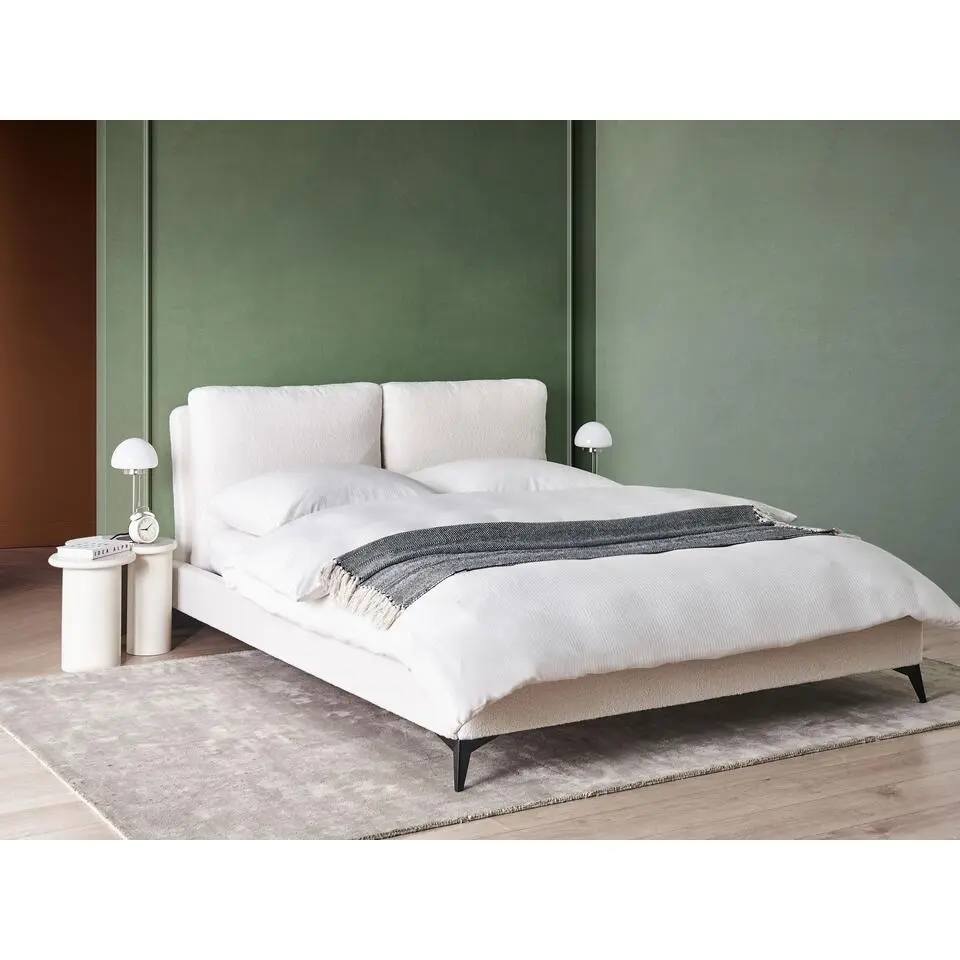 MELLE - Tweepersoonsbed - Gebroken wit - 160 x 200 cm - Bouclé