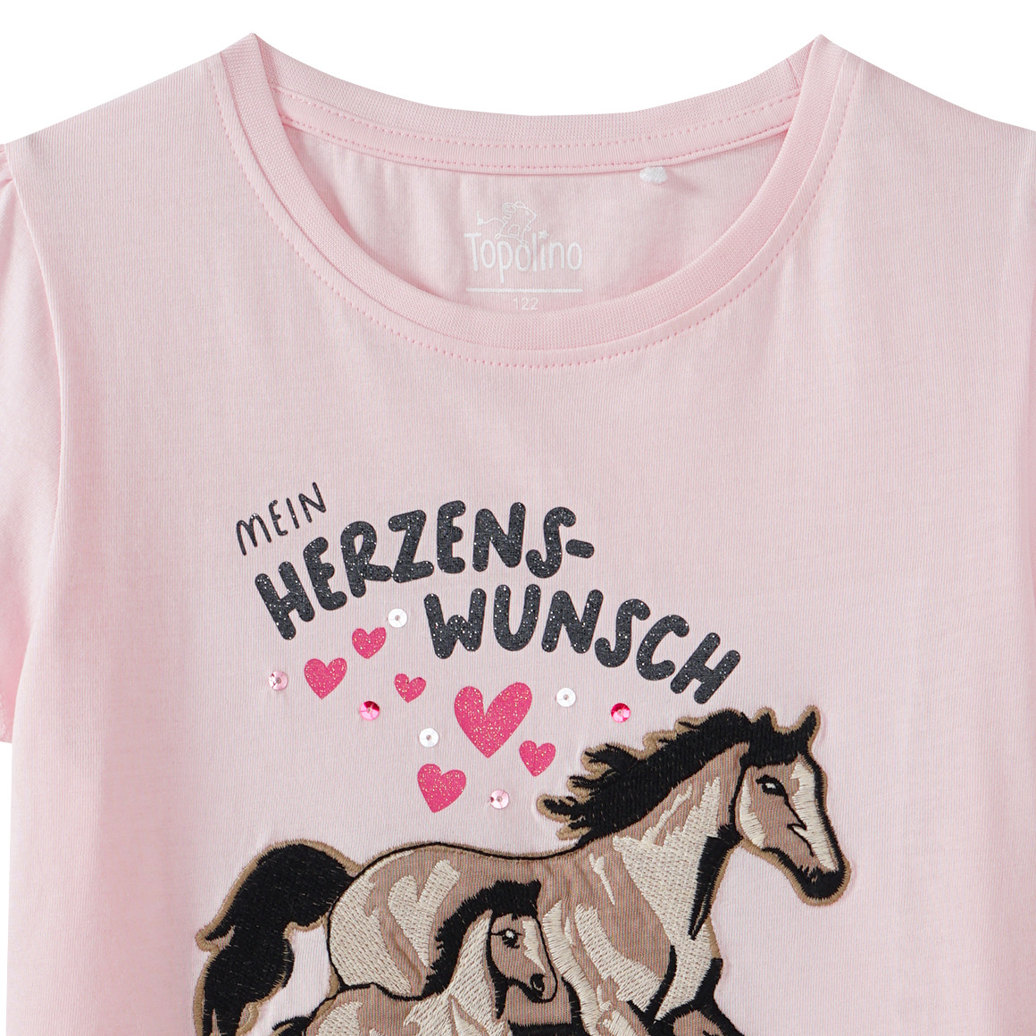 Topolino Mädchen T-Shirt mit Pferde-Applikation rosa