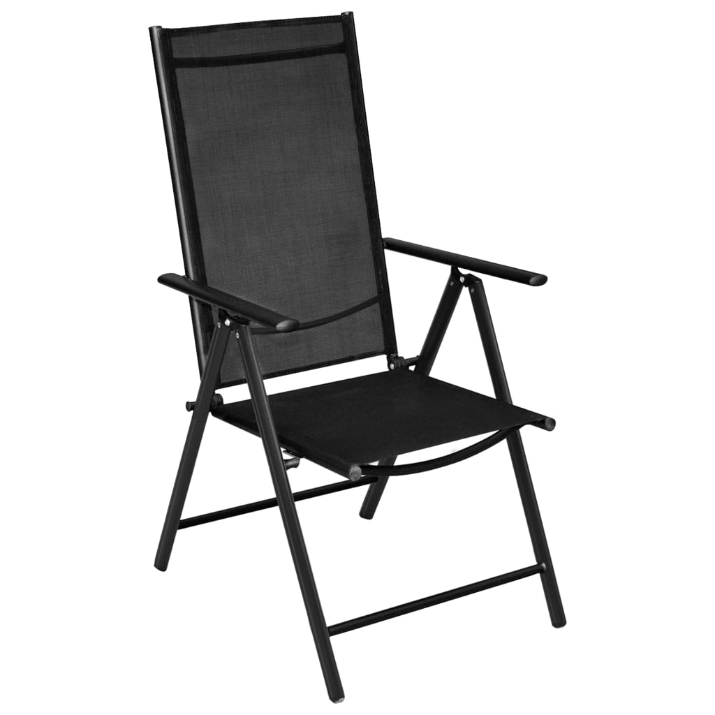 Mobilier de bistro 3 pièces aluminium et textilène noir