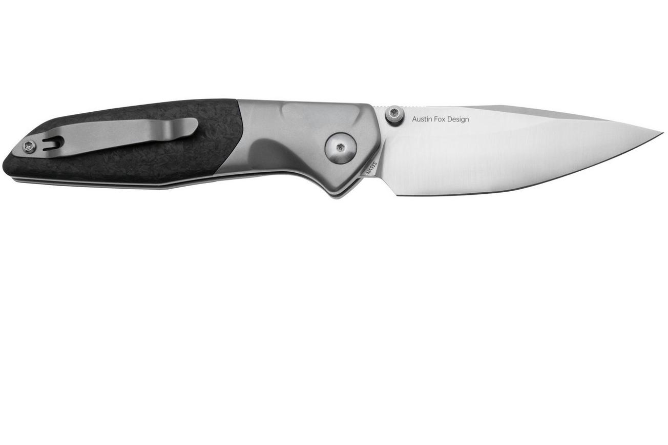 Real Steel Hoeft 7901SF Satin S35VN, Shredded Carbon Fiber zakmes, Austin Fox design