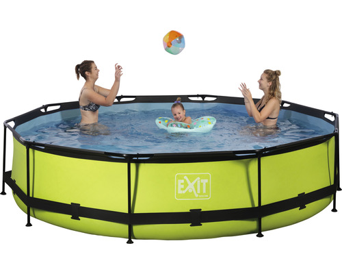 Opbouwzwembad frame zwembadset EXIT Lime rond Ø 360x76 cm incl. patroonfiltersysteem groen