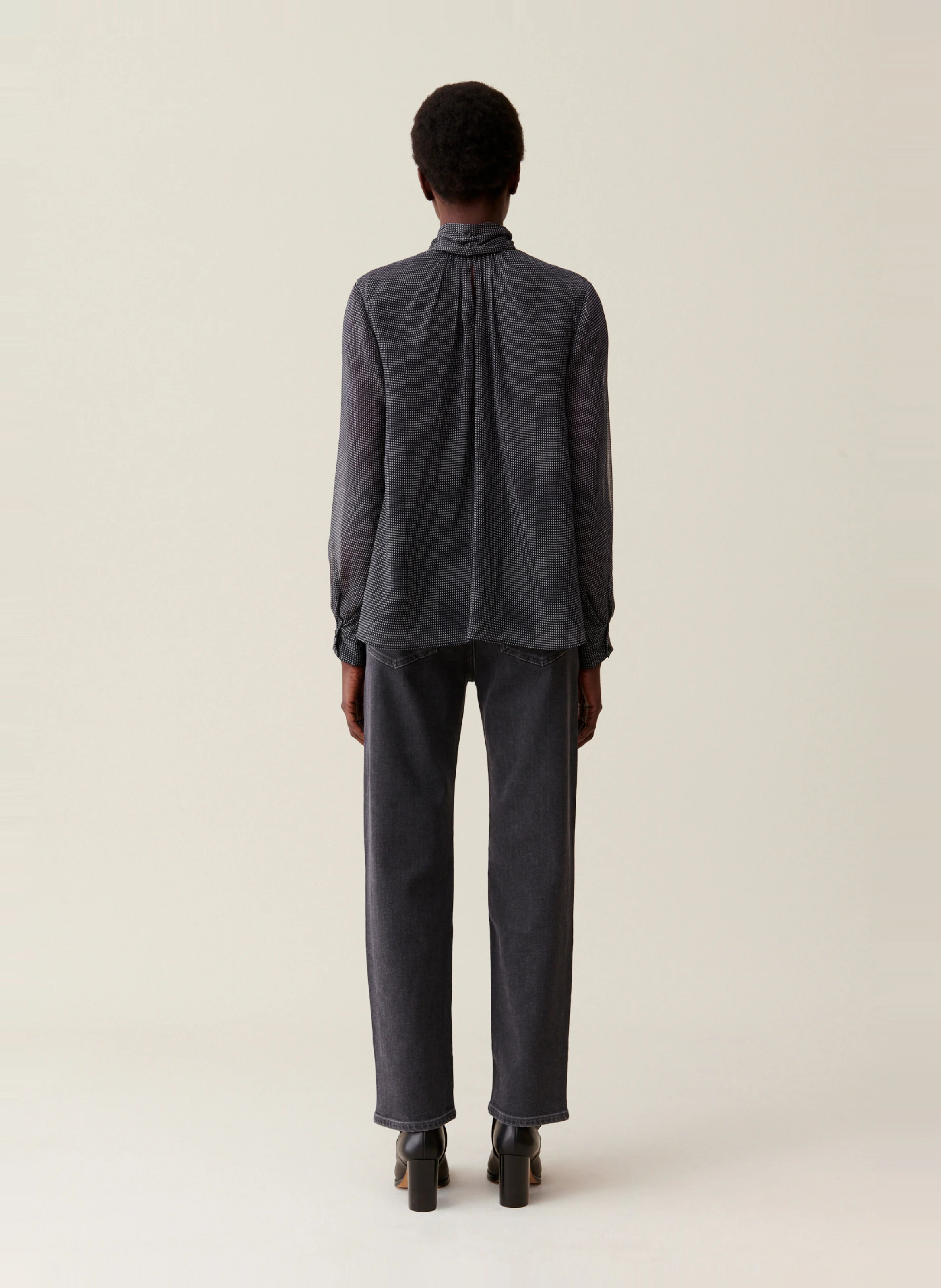 Blouse à col lavallière | Bleu