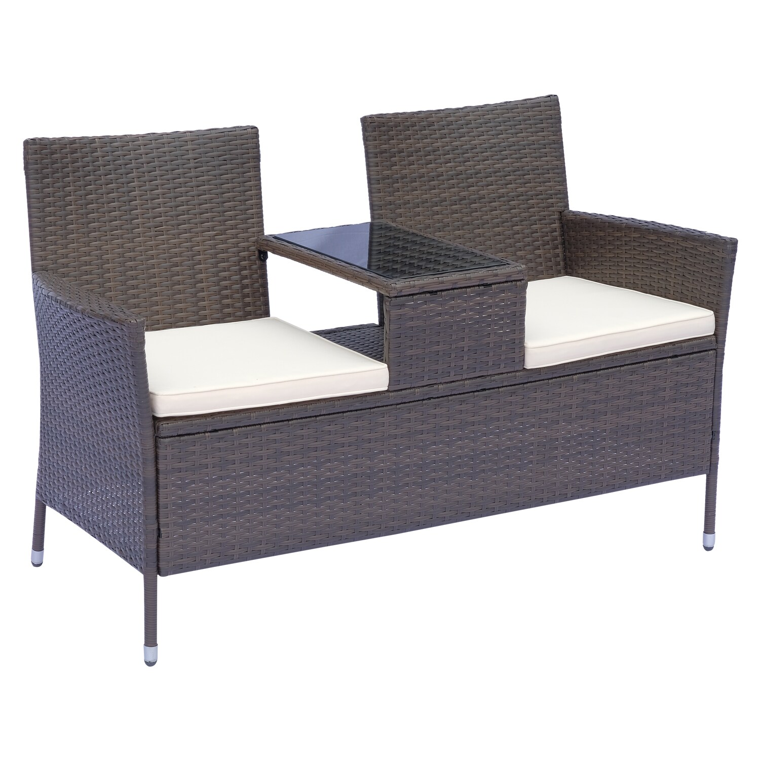 Outsunny Polyrattan Gartenbank 133 x 63 x 84 cm (LxBxH)