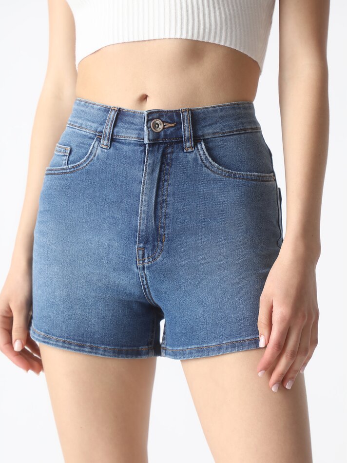 Shorts jeans básicos - Azul índigo claro