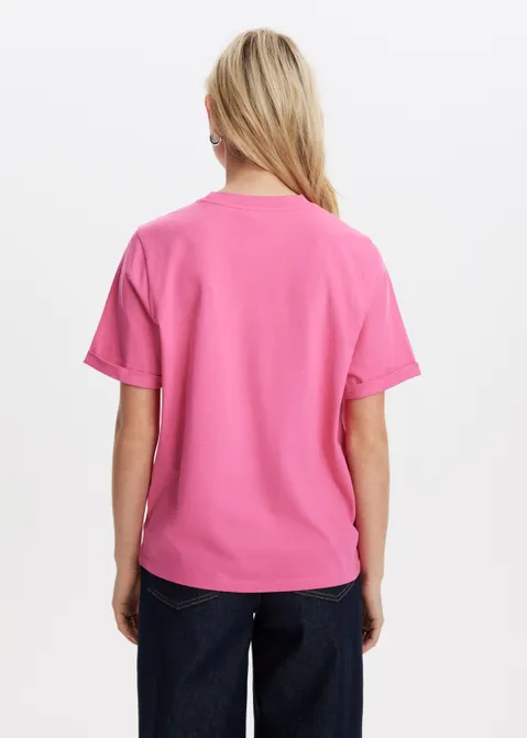 T-shirt met opgerolde mouwen roze (ROS.HOT)