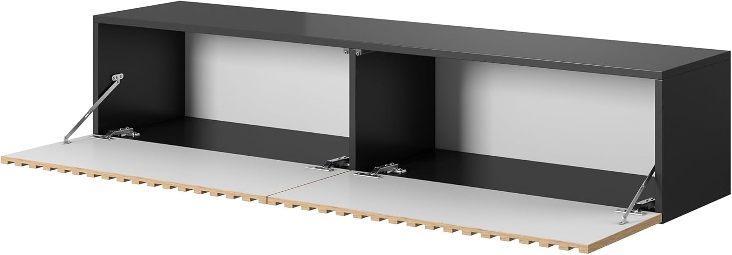 Selsey TV Schrank Board Sideboard Fernsehtisch Fernsehschrank 138,6 cm Hängend Schwarz Mit Lamellierter Front Telire