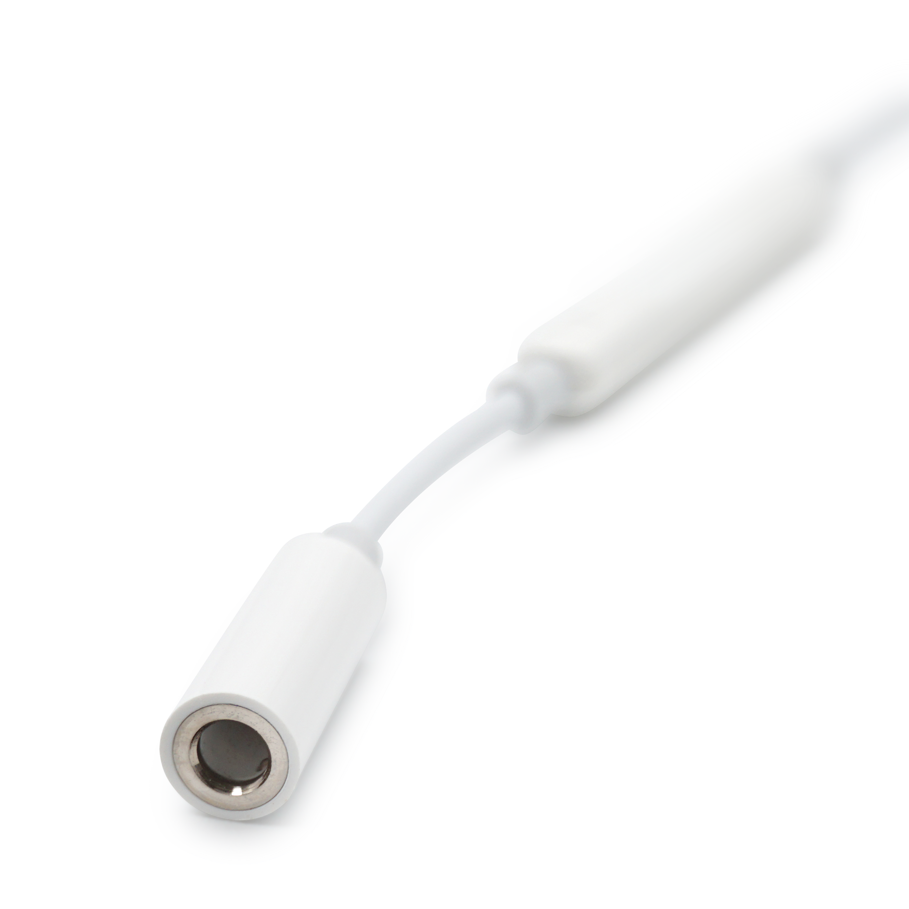 (14cm) Lightning auf 3.5mm AUX Kopfhörer Klinke Adapter mit Fernbedienung  - Weiss