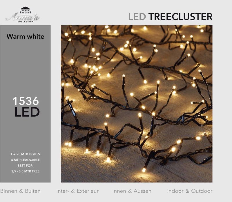 Anna's Collection Clusterverlichting - 1536 led lampjes - warm wit - 20 m - timer - dimmer - kerstverlichting