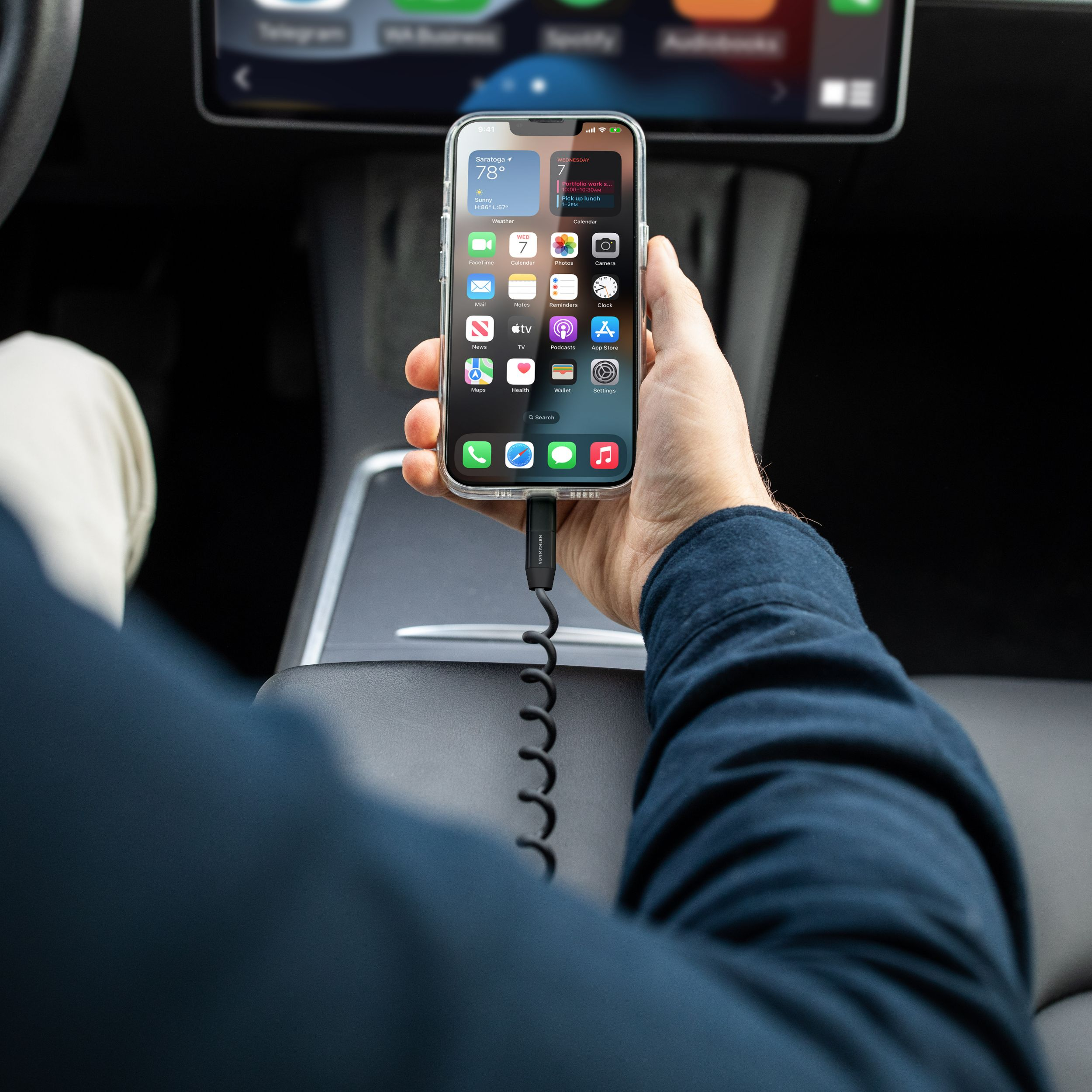 Allroundo® GaN (30W) 6in1 USB C / USB A Ladegerät Netzteil PD   USB C auf USB C / Lightning / Micro USB Spiralkabel Ladekabel (ACG00002) - Schwarz