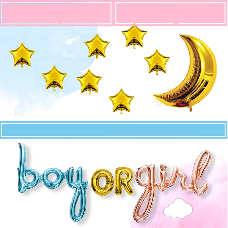 (151-tlg. Set) Baby Shower Party Deko Gender Reveal Ballons   Ballon Boxen - Rosa / Blau