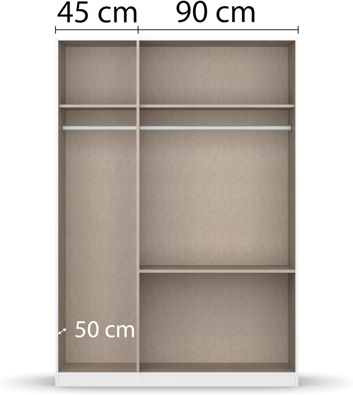 Rauch Möbel Costa, Kleiderschrank für Schlafzimmer, Kinderzimmer, Babyzimmer, Flur, 3-türig, 2 Schubladen, Push-to-Open, Farbe Eiche Artisan, Holz, Griffprofil Grau metallic, Breite 136 cm