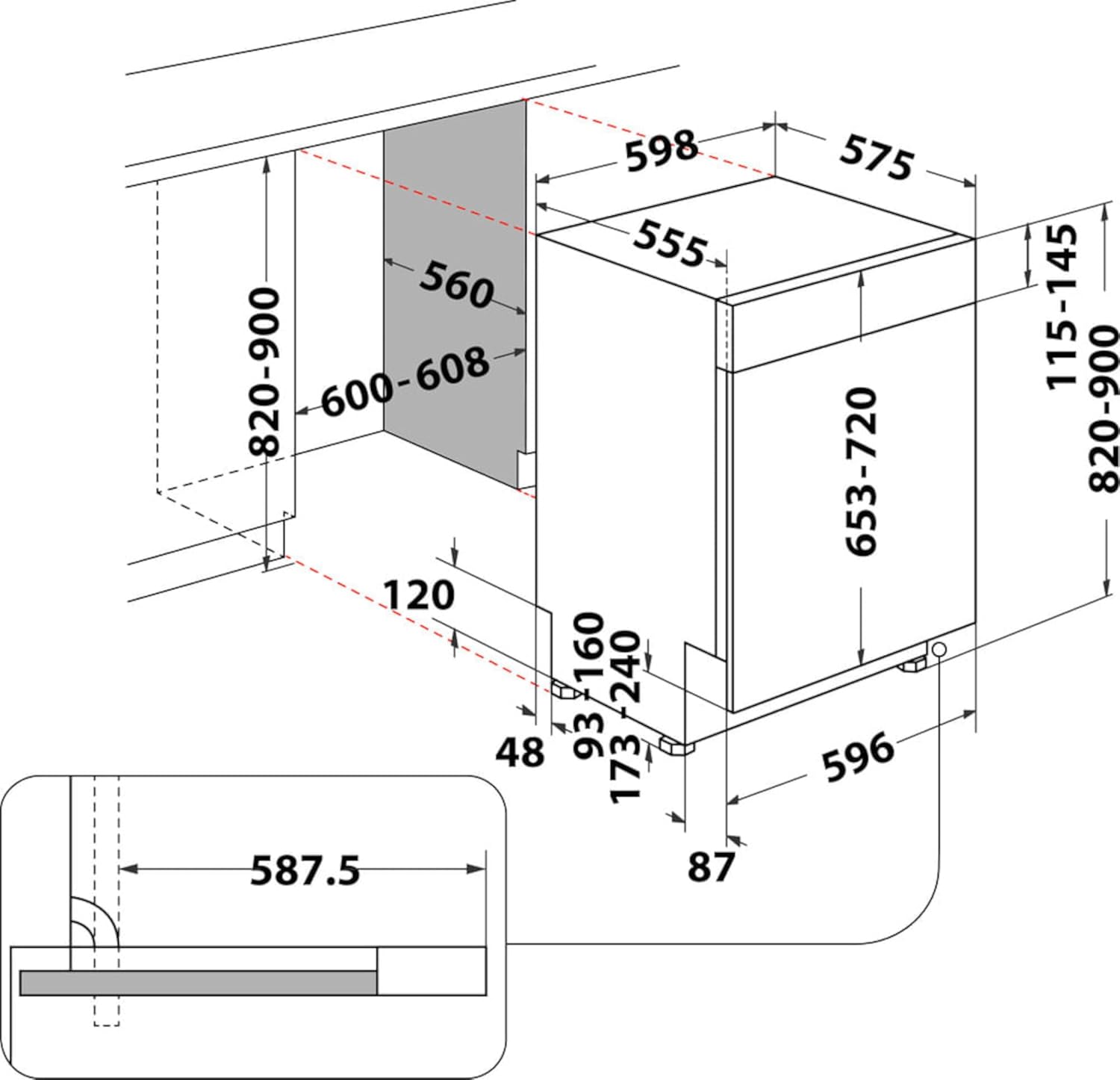 BAUKNECHT teilintegrierbarer Geschirrspüler B0B D651A X, 14 Maßgedecke, ActiveDry - automatisches Türöffnungssystem