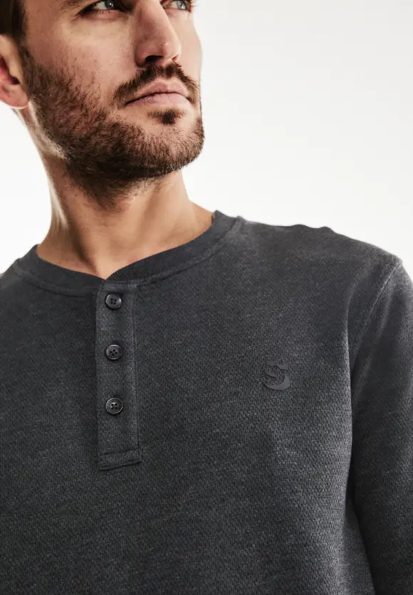 Struktur Henleyshirt - anthra grey melange