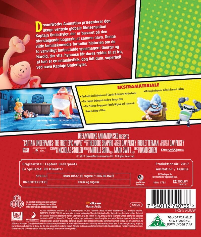Kaptajn Underhyler / Captain Underpants - Blu-Ray