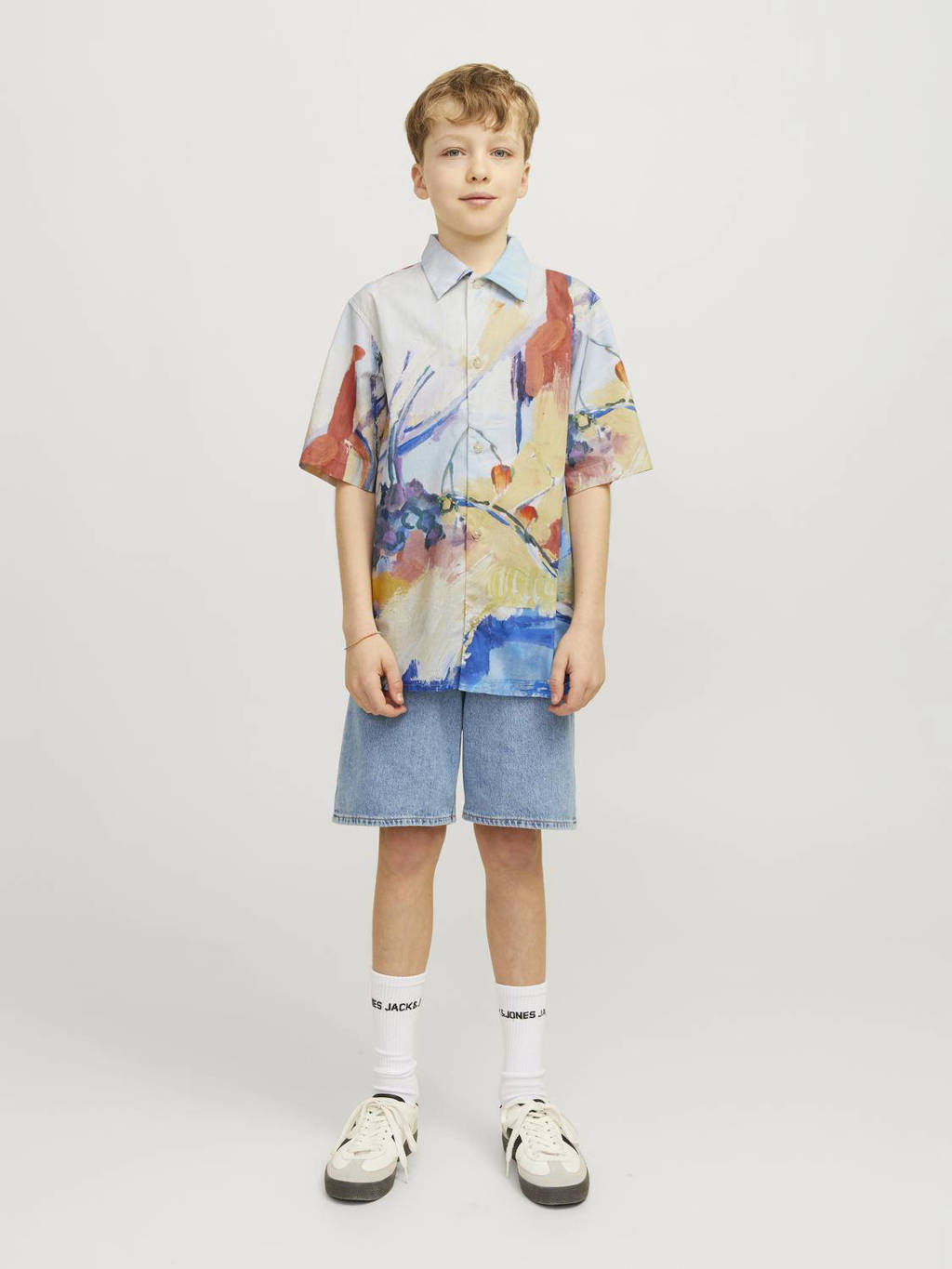 JACK & JONES overhemd JORLANDSCAPE met all over print blauw/multicolor