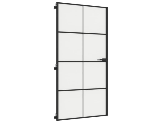 VIDAXL - Porte verre Porte intérieure mince noir verre trempé aluminium