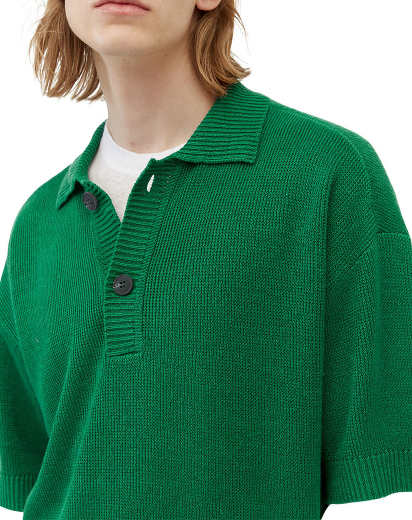 Marc O'Polo Polo 100% Lin manches courtes Maille vert emeraude