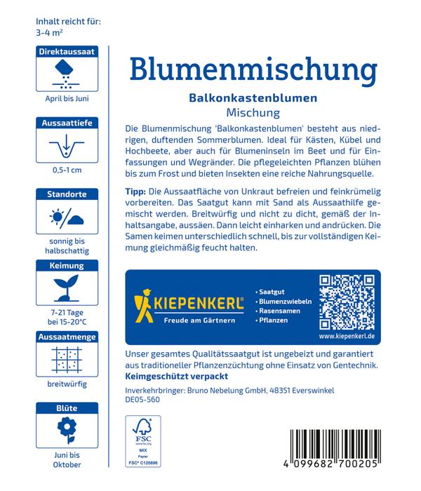 Balkonkasten-Blumen Mix, Saatgut von