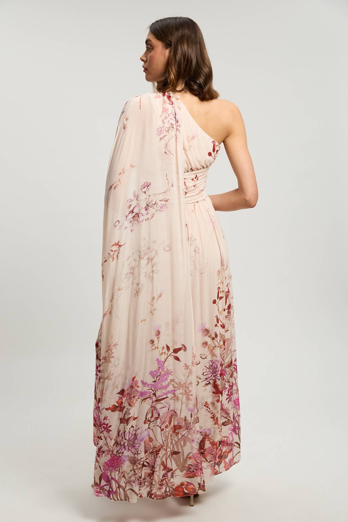 KarenMillen Robe Longue Asymétrique En Georgette Froissée À Imprimé Floral