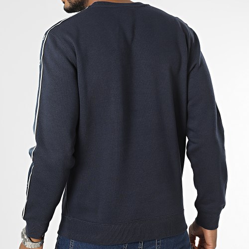 Sweat Crewneck A Bandes 218911 Bleu Marine