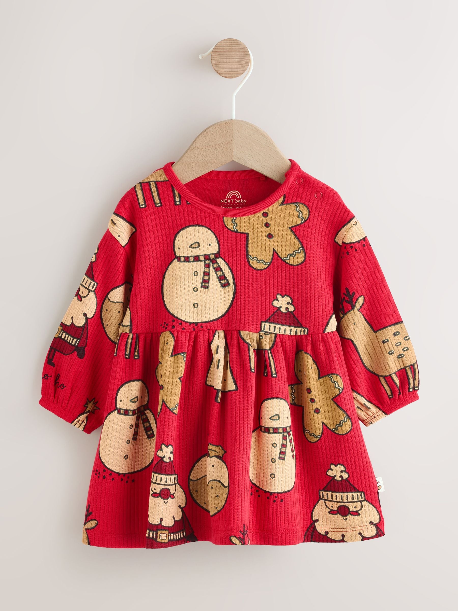 Rood figuurtjes - Jersey babyjurk met kerstprint (0mnd -2jr)