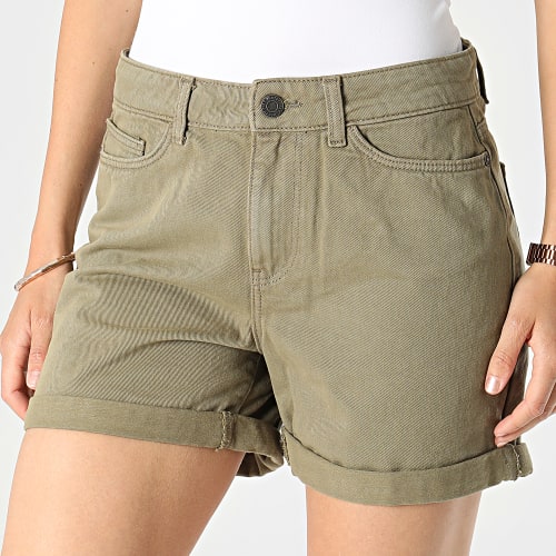 Short Jean Femme Smiley Vert Kaki