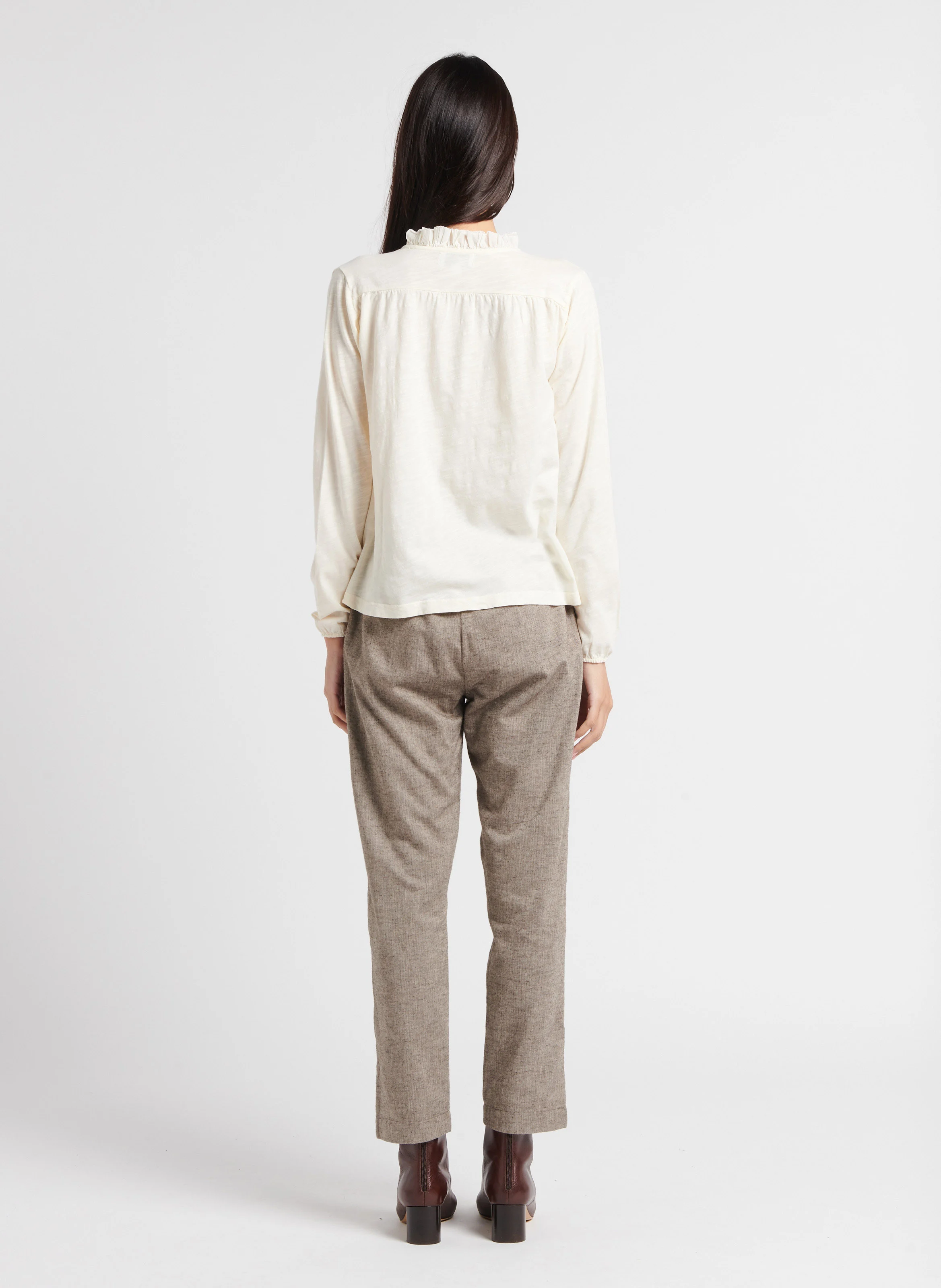 Top col v en coton biologique | Blanc
