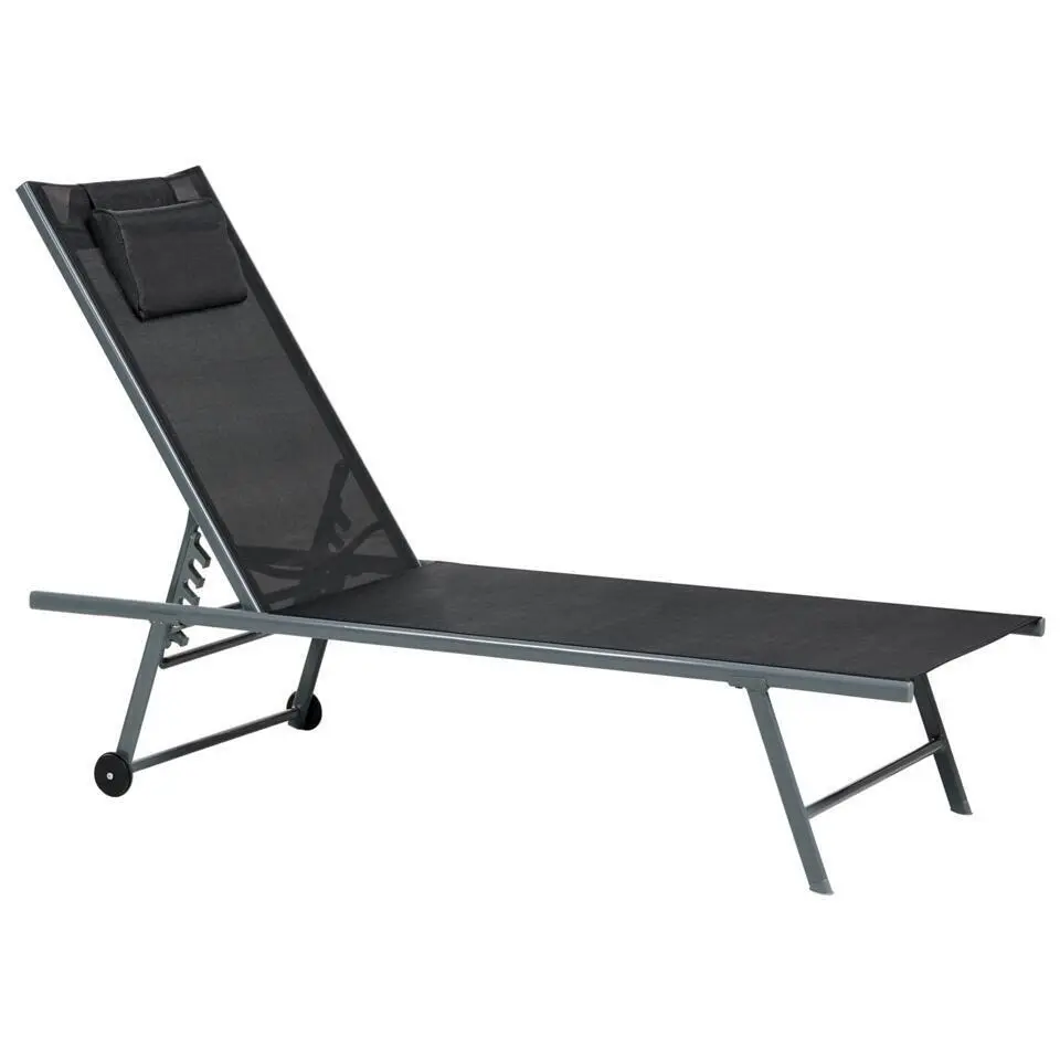 SORONI - Ligstoel set van 2 - Grijs/Zwart - Staal