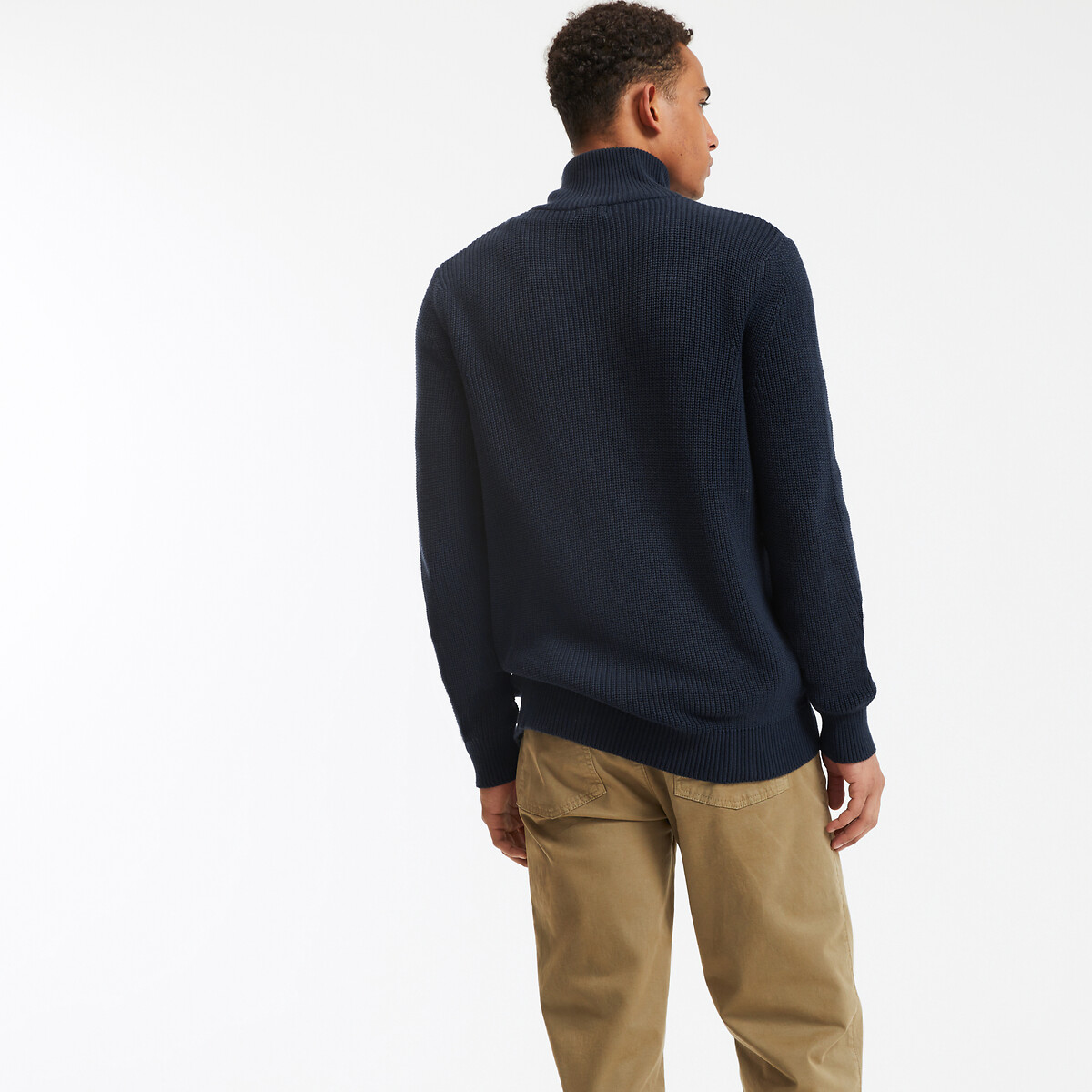 LA REDOUTE COLLECTIONS<br>Cardigã com zíper, ribana inglesa, algodão