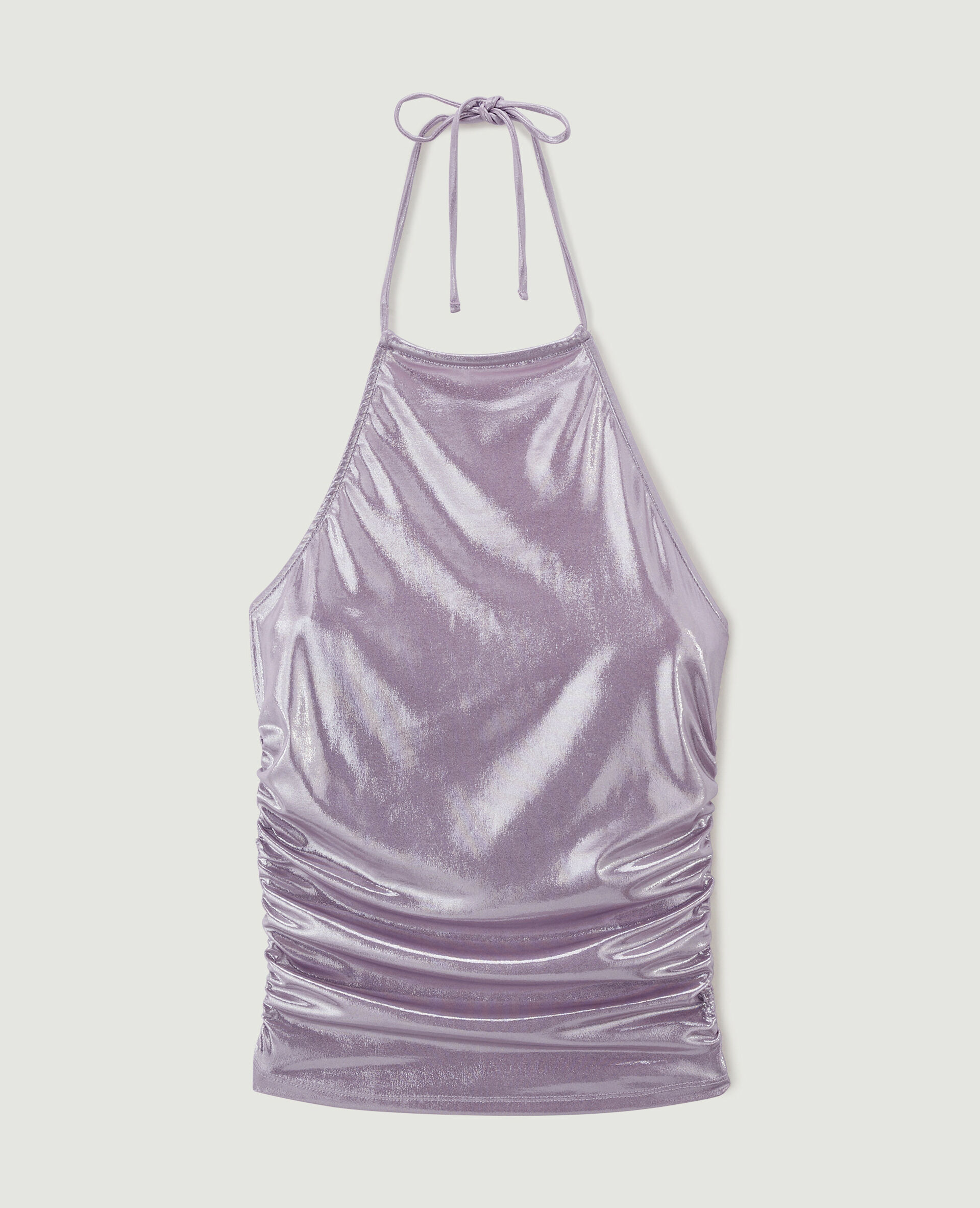 Top dos-nu maille brillante - Lilas